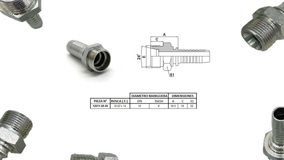 Imagen de MACHO RECTO 1/2'' BSP X 14F 06 MANG.3/8''